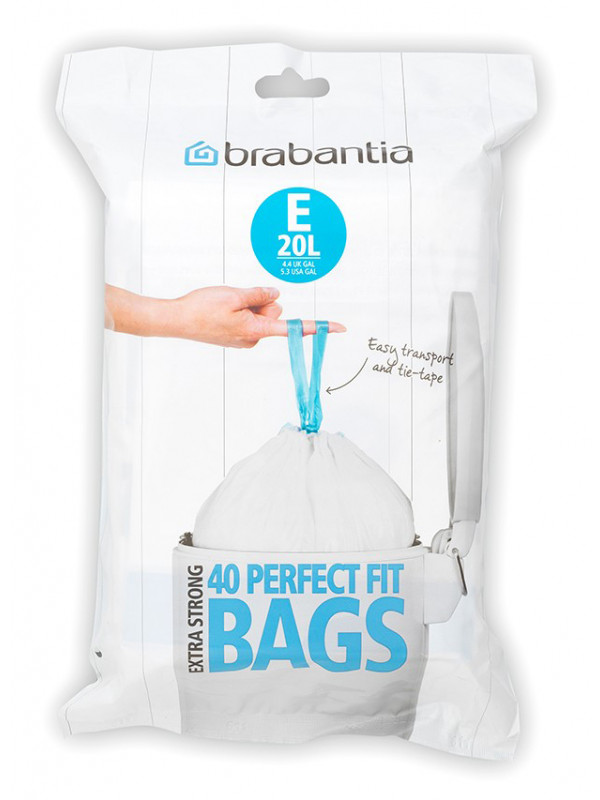 Brabantia Sacs poubelles Code E 20L Distributeur de 40 sacs
